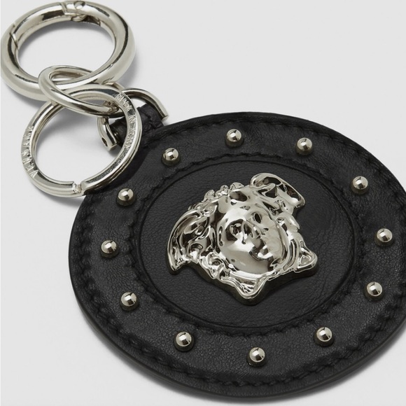 Versace Accessories - NWT VERSACE LA MEDUSA LOGO BLACK LEATHER STUDDED BAG CHARM KEY CHAIN